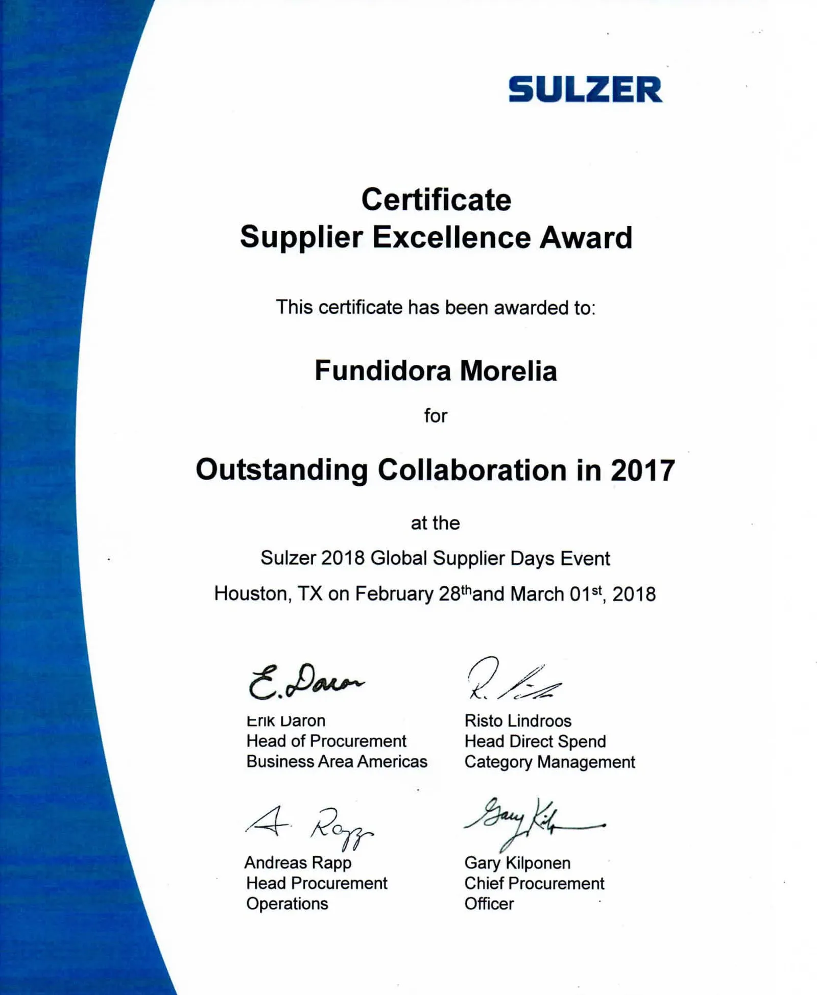 Sulzer Award